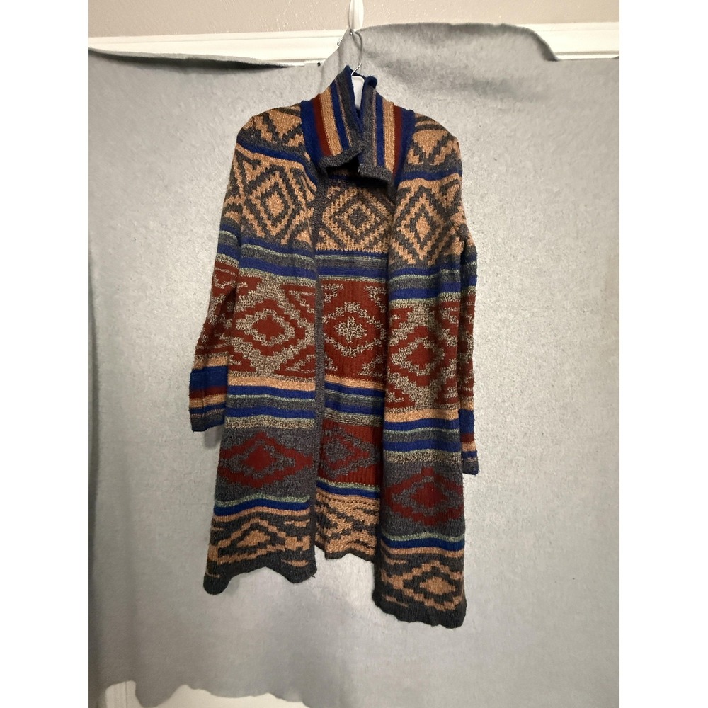 Cable & Gauge Cardigan Sweater Womens Small Multicolor Aztec Tribal Knit Duster
